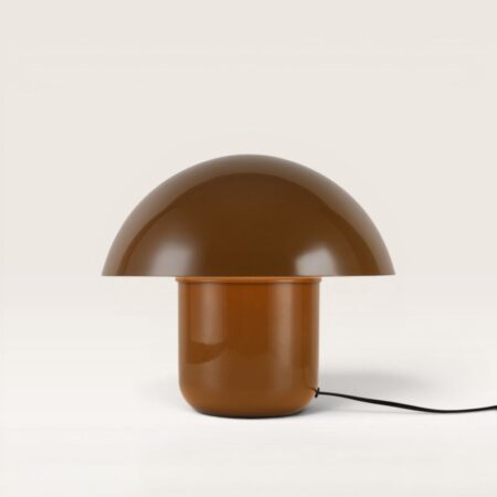 Javera - Mushroom lamp 25 cm - Dressoir lamp - E14 fitting - Bruin metaal - Met aan/uit-schakelaar | LUSENZ