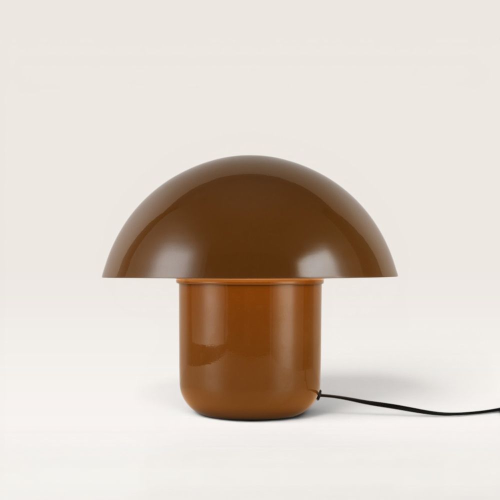 Javera - Mushroom lamp 25 cm - Dressoir lamp - E14 fitting - Bruin metaal - Met aan/uit-schakelaar | LUSENZ