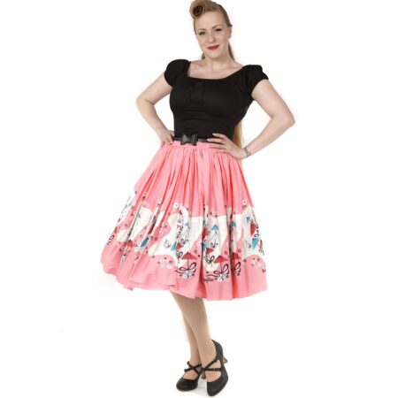 Jenny Skirt in Mary Blair Umbrella Print Pink-S | 40% korting | Pinup Couture