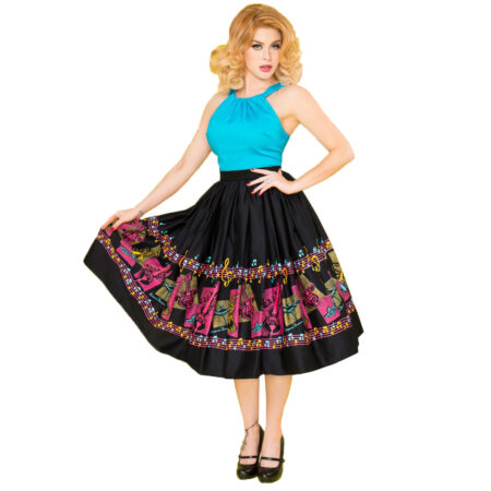 Jenny Skirt in Music Border Print-XXXL | 34% korting | Pinup Couture