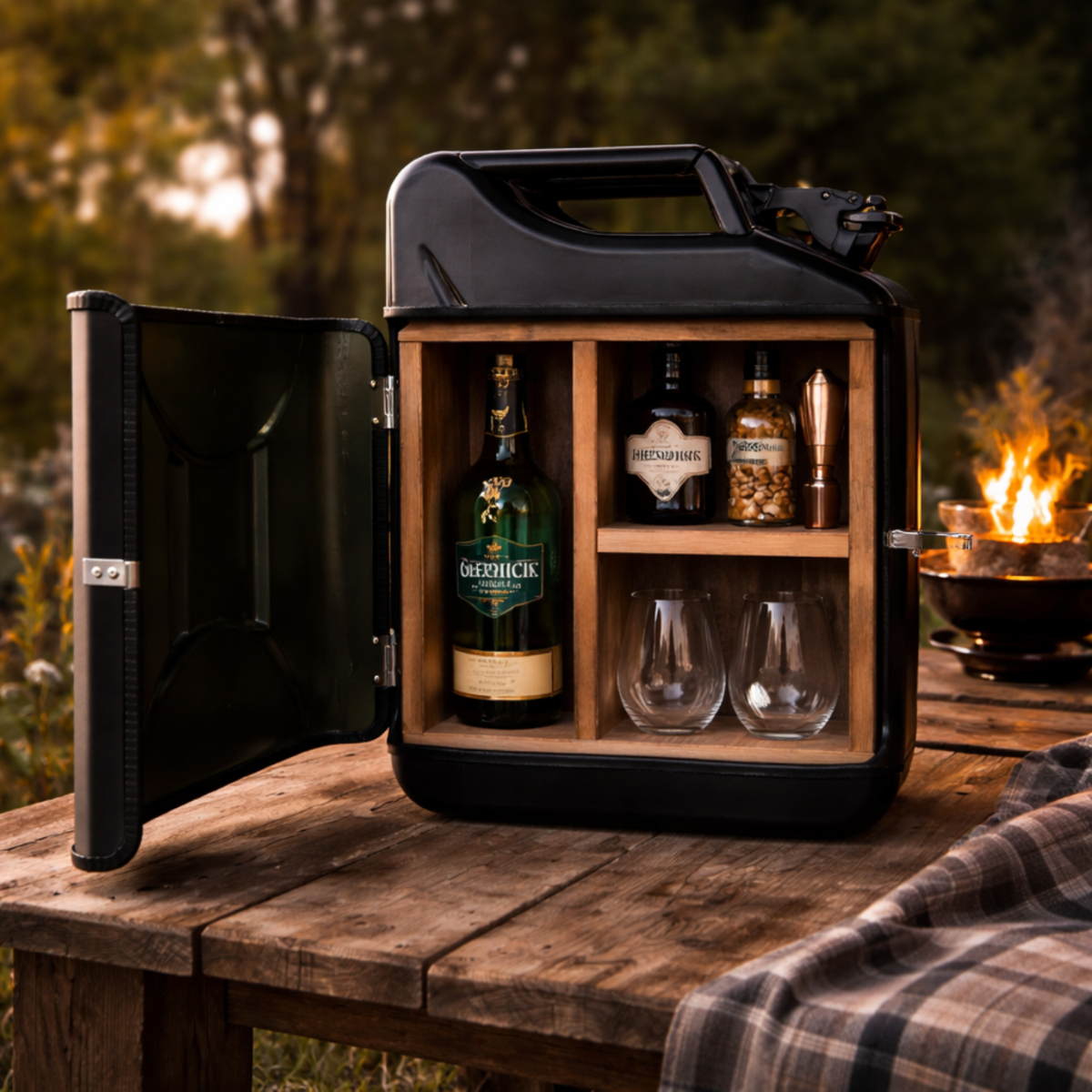Jerrycan Bar Gin - Zwart - Leuk voor in de mancave - Uniek en Stijlvol - Perfect voor de ginliefhebbers - Exclusief drank | DESIGNED BY MAN