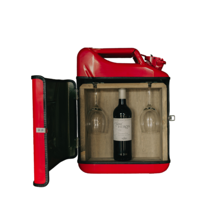 Jerrycan Wijnbar - Rood - Origineel en Stijlvol Wijncadeau - Handige Opslag voor Wijnliefhebbers | DESIGNED BY MAN