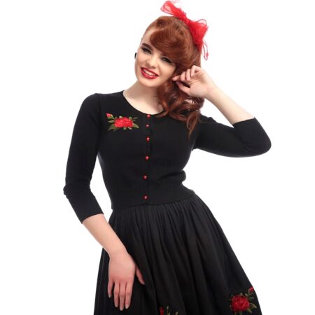 Jessie Rose Embroidery Cardigan Black-34 (NL)/ 8 (UK) | 50% korting | Collectif