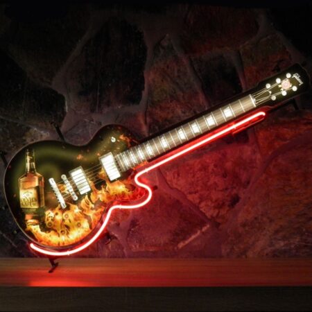 Jim Beam Devil's Cut Bourbon Gibson Gitaar Neon Verlichting 117 x 45 cm - Rood