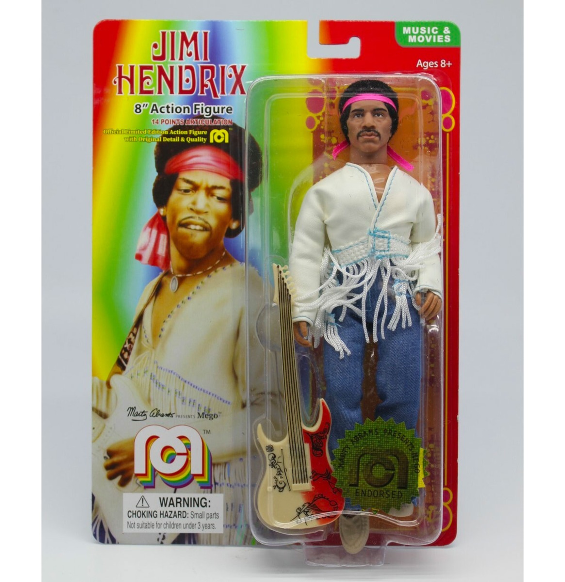 Jimi Hendrix: Flocked 8 inch Actie Figuur | Fiftiesstore