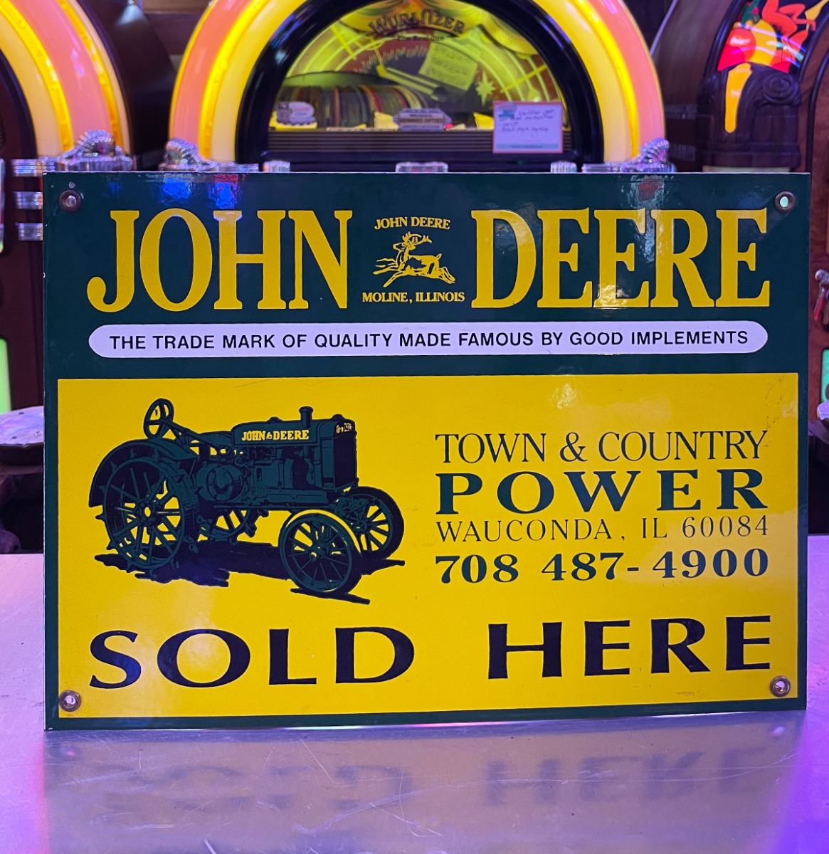 John Deere Sold Here Dealer Emaille Bord - 36 x 25