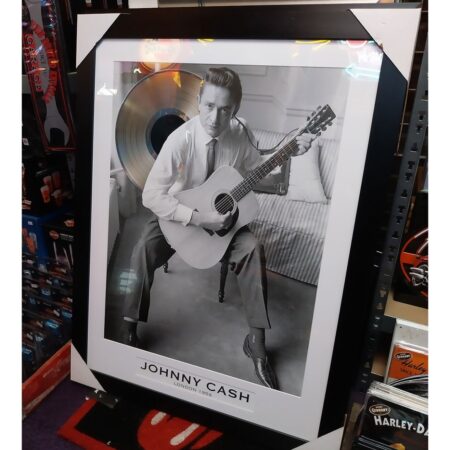 Johnny Cash Ingelijste Poster met Replica Gouden Plaat - 99 x 75cm | Fiftiesstore