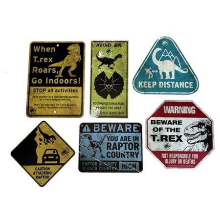 Jurassic World: Metalen Warning Borden Schaal Prop Replica | 18% korting | Fiftiesstore