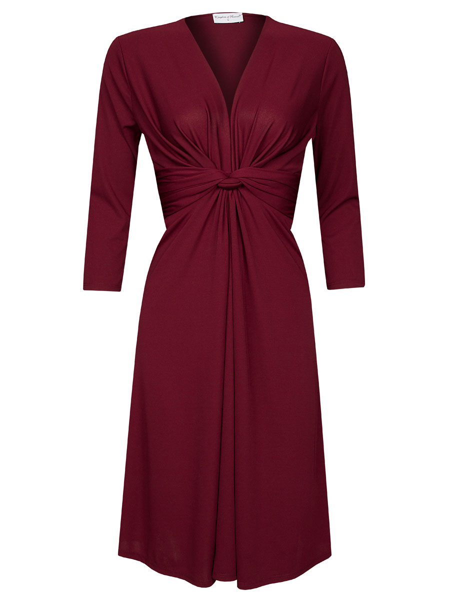 Jurk Elegant Midi Bordeaux | Kingdom of Heaven