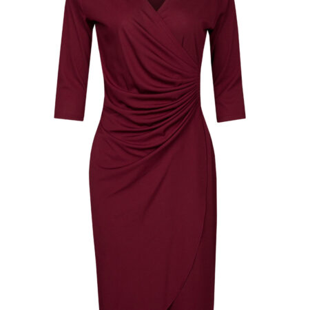 Jurk Geplooid Effen Bordeaux | Kingdom of Heaven
