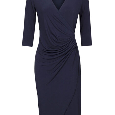 Jurk Geplooid Effen Navy mw | Kingdom of Heaven