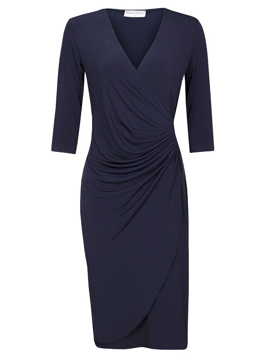 Jurk Geplooid Effen Navy mw | Kingdom of Heaven