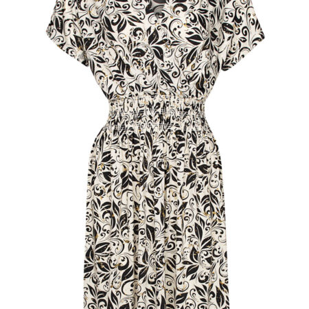 Jurk Sheila Bladeren Zwart Goud | Fashionize