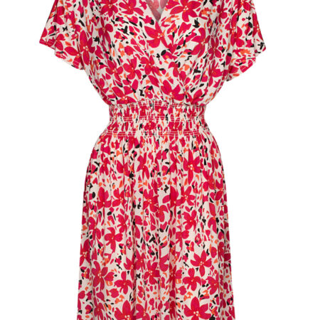 Jurk Sheila Bloemen Roze Rood | Fashionize