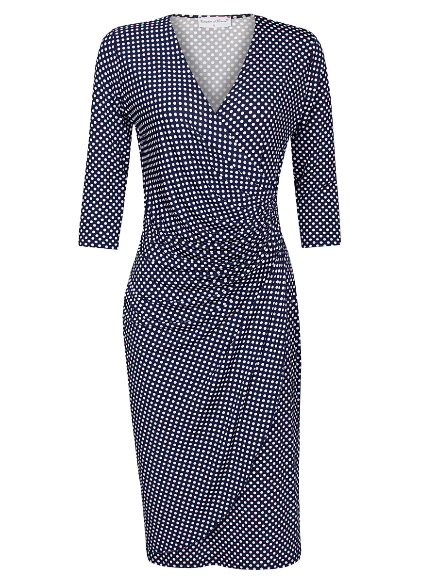 Jurk Stippen Navy mw | Kingdom of Heaven