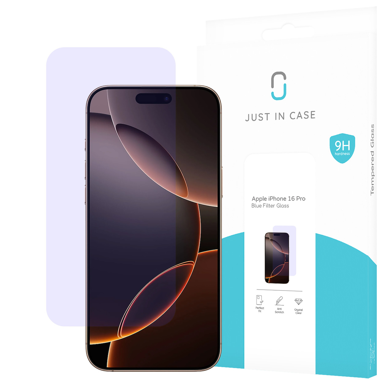 Just in Case Blue Filter Tempered Glass voor Apple iPhone 16 Pro Smartphone screenprotector | Just in Case