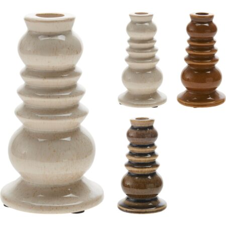 Kandelaar aardewerk 8x15cm 3 assort | Home & Styling