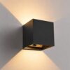 Kansas wandlamp op batterijen - Zwart - IP44 voor binnen & buiten - 3000K warmwit licht - Up & down - USB-C oplaadbare wandlamp - Grote accu - Incl. bewegingssensor | HOFTRONIC