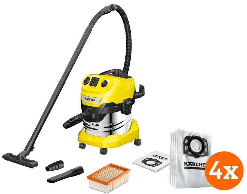 Karcher WD 4 P S V-20/5/22 + Karcher Stofzuigerzak voor WD 4/5/6 (4x)