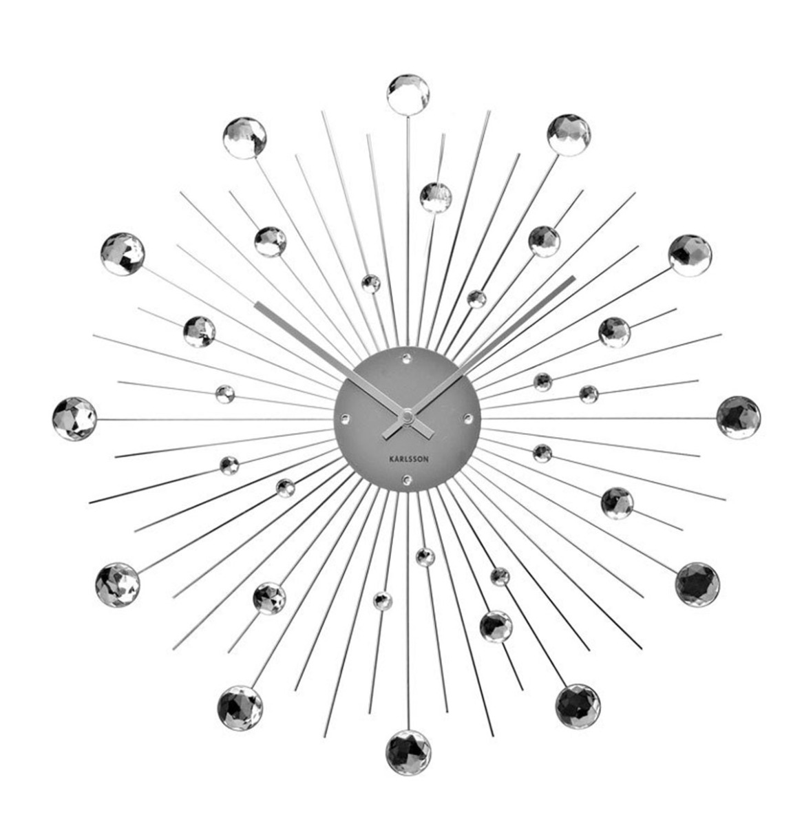 Karlsson Wand Klok Sunburst Groot 50cm - Zilver | Fiftiesstore