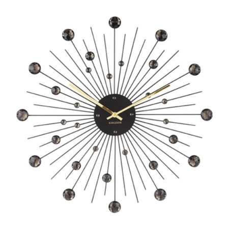 Karlsson Wand Klok Sunburst Groot 50cm - Zwart | Fiftiesstore