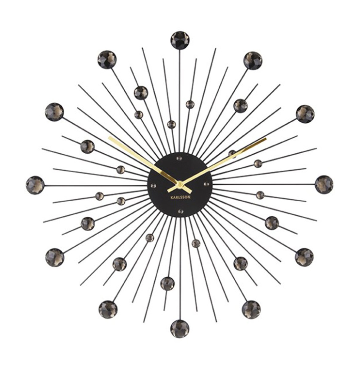 Karlsson Wand Klok Sunburst Groot 50cm - Zwart | Fiftiesstore