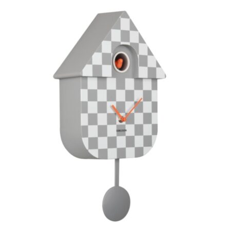 Karlsson Wandklok Modern Cuckoo - Checkered Grijs | Fiftiesstore