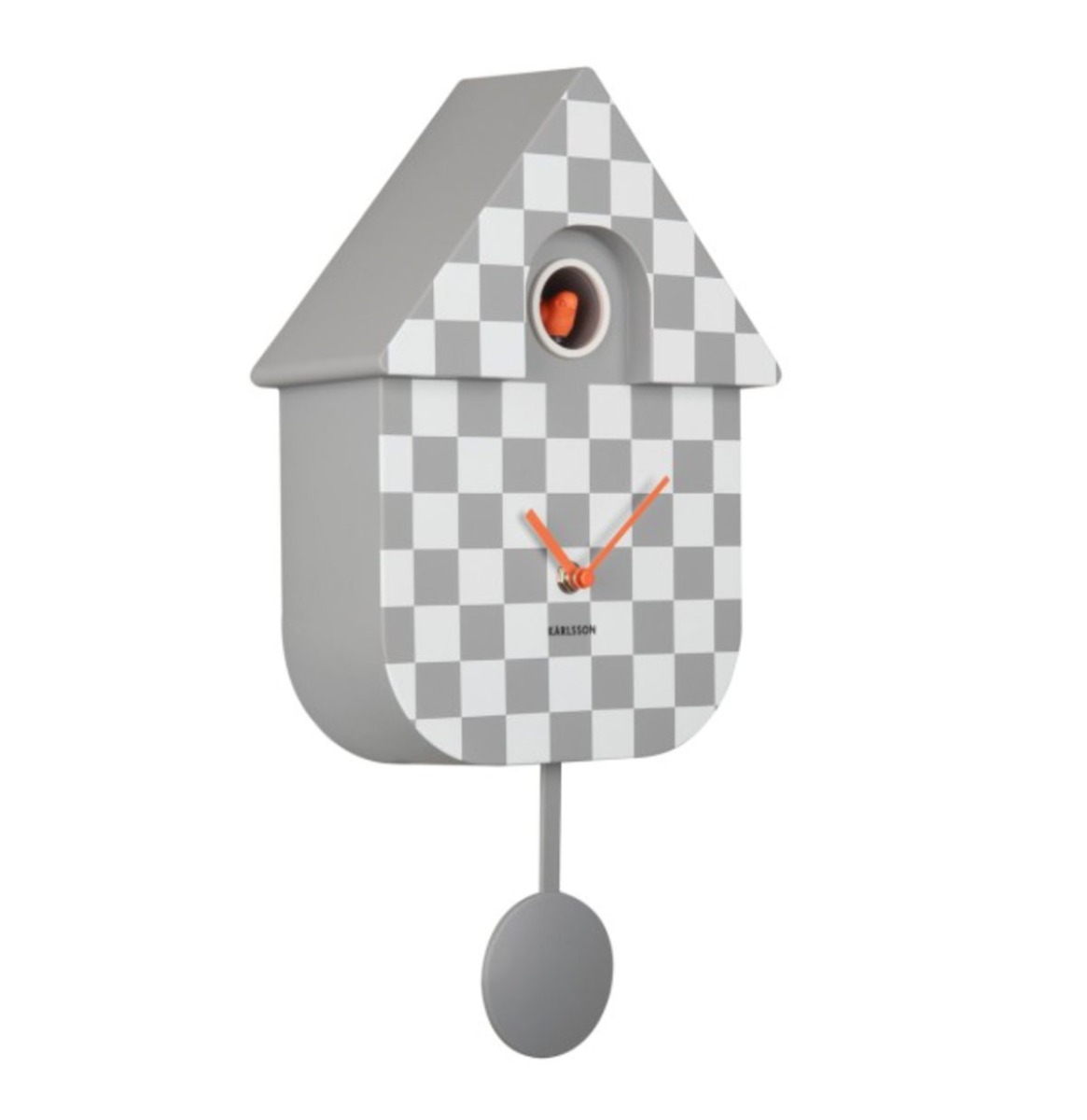 Karlsson Wandklok Modern Cuckoo - Checkered Grijs | Fiftiesstore