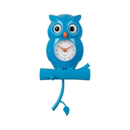 Karlsson Wandklok uil Pendulum - Blauw | Fiftiesstore