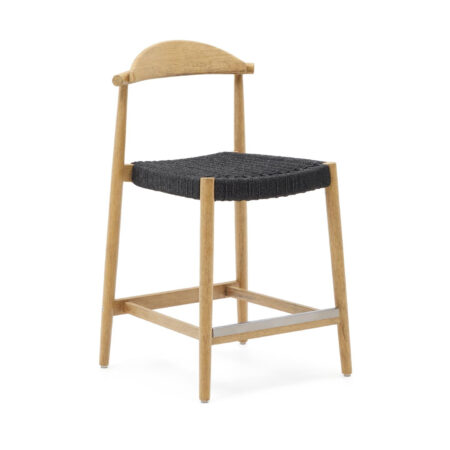 Kave Home Barkruk 'Nina' kleur Naturel/Zwart (zithoogte 62cm) | Kave Home