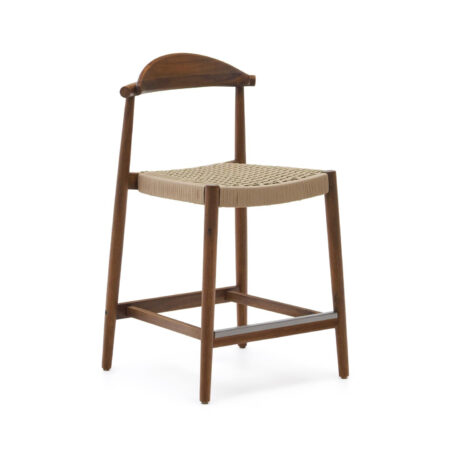 Kave Home Barkruk 'Nina' kleur Walnoot/Beige (zithoogte 62cm) | Kave Home