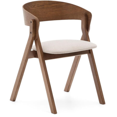 Kave Home Eetkamerstoel 'Godia' Chenille en hout