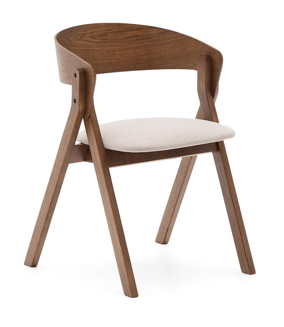 Kave Home Eetkamerstoel 'Godia' Chenille en hout