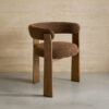 Kave Home Eetkamerstoel 'Granite' Chenille en essenhout