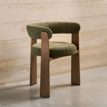 Kave Home Eetkamerstoel 'Granite' Chenille en essenhout