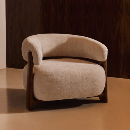 Kave Home Fauteuil 'Granite' Chenille en essenhout