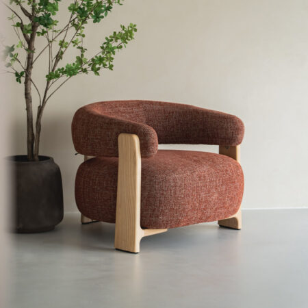 Kave Home Fauteuil 'Granite' Chenille en essenhout