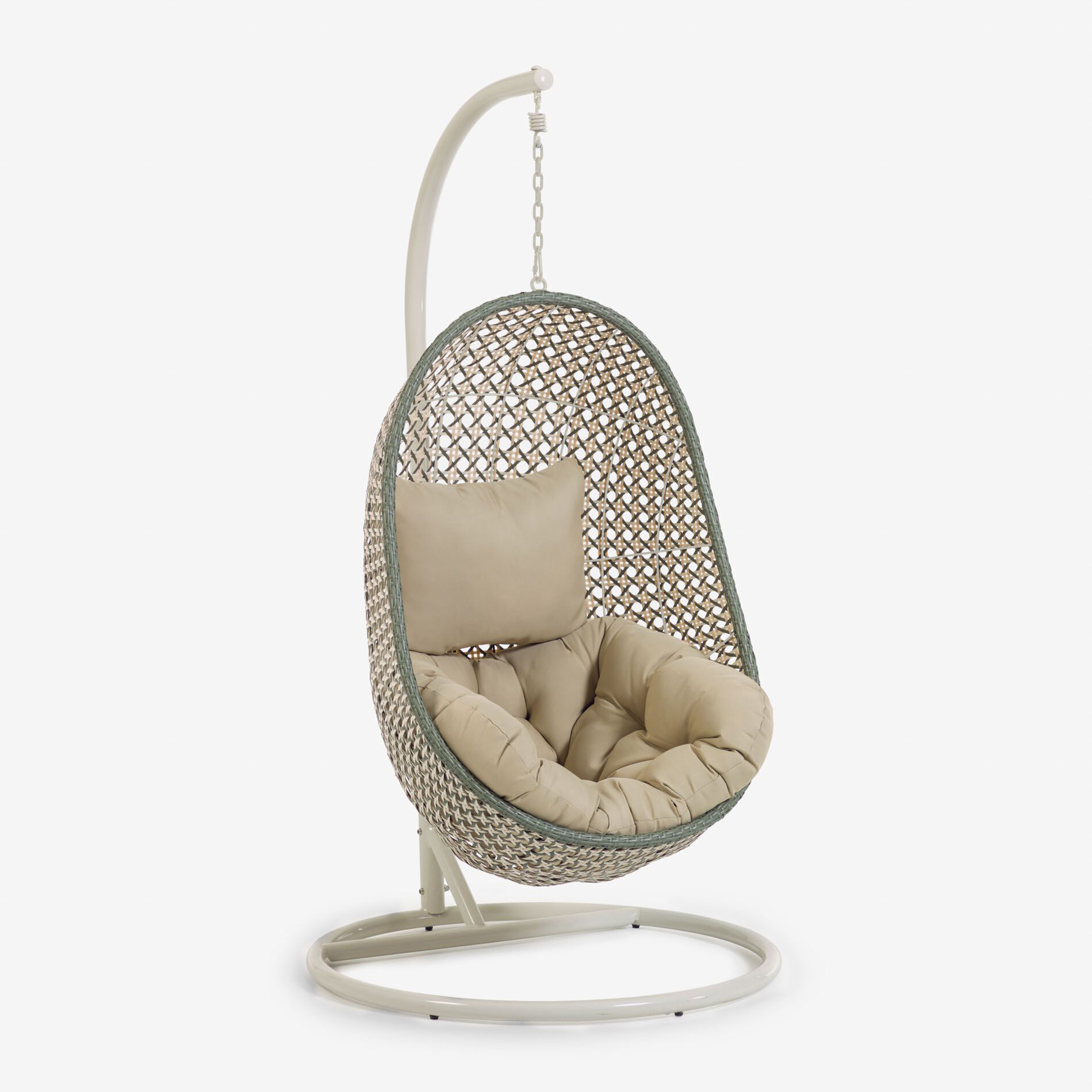Kave Home Hangstoel met standaard 'Cira' kleur Groen/Beige | Kave Home