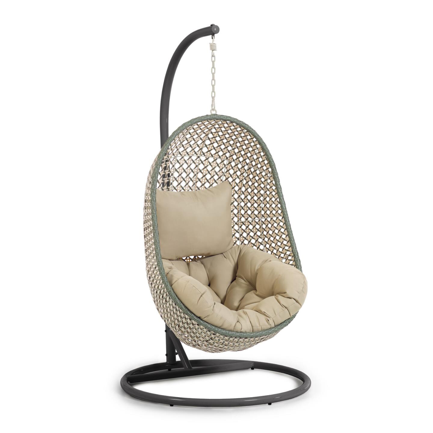 Kave Home Hangstoel met standaard 'Cira' kleur Groen/Donkergrijs | Kave Home