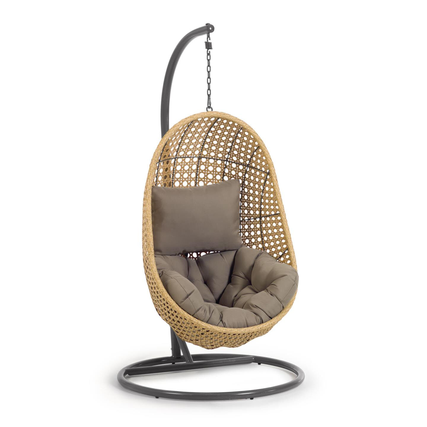 Kave Home Hangstoel met standaard 'Cira' kleur Naturel/Donkergrijs | Kave Home