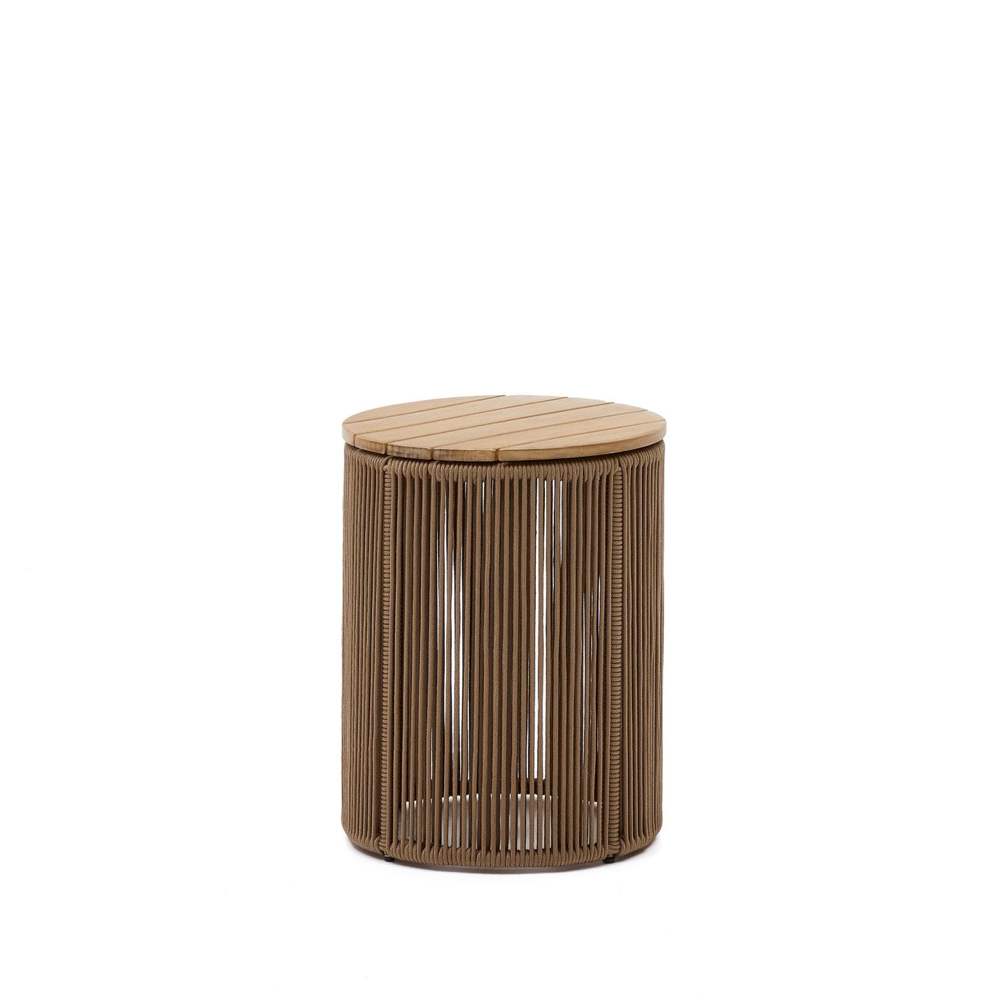 Kave Home Outdoor Bijzettafel 'Dandara' Acaciahout en touw