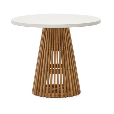 Kave Home Ronde Bistrotafel 'Alcaufar' Cement en Teakhout