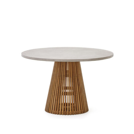 Kave Home Ronde Eettafel 'Alcaufar' Cement en Teakhout