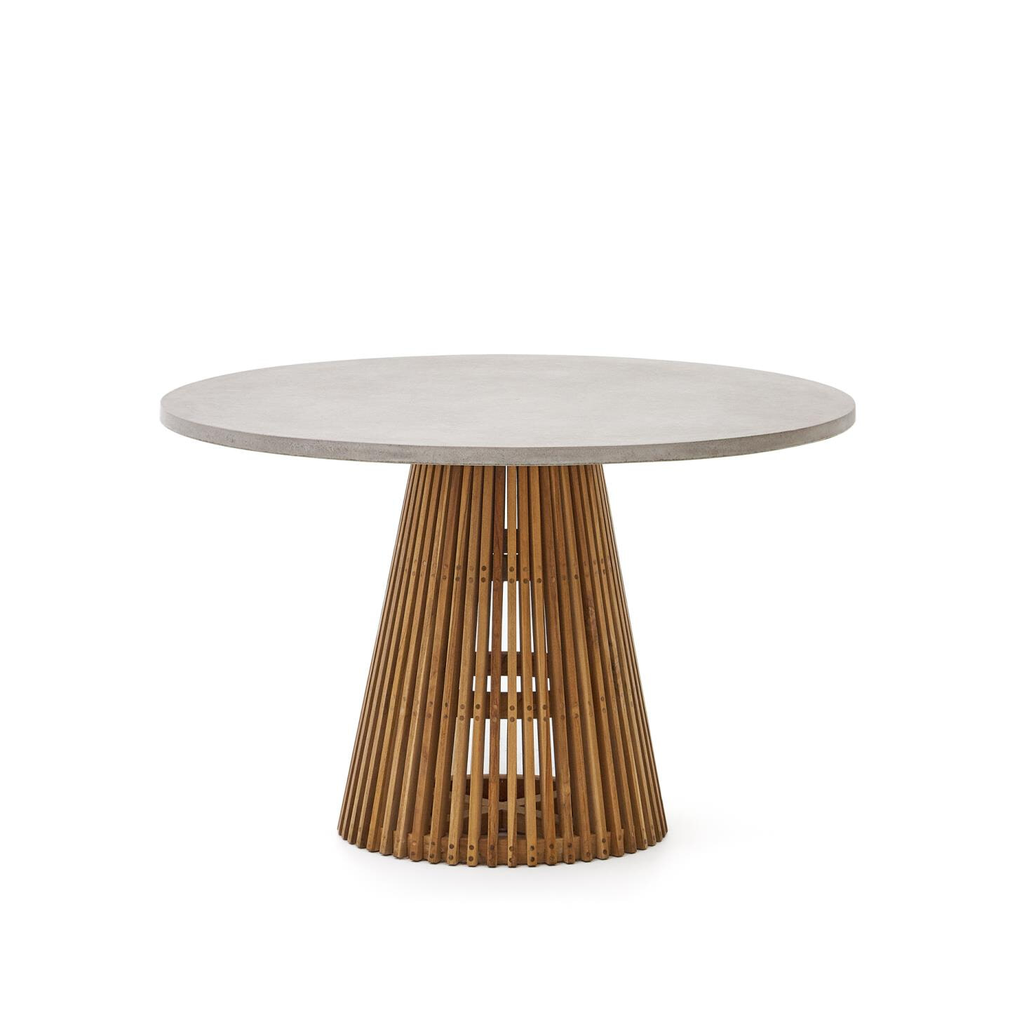 Kave Home Ronde Eettafel 'Alcaufar' Cement en Teakhout