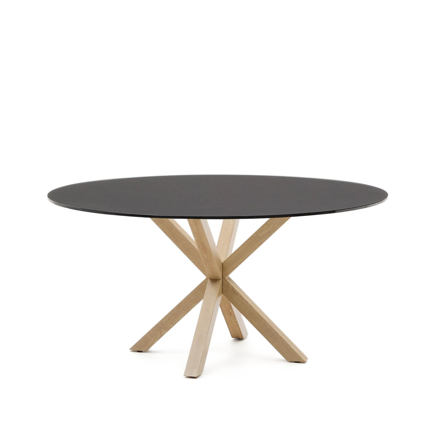 Kave Home Ronde Eettafel 'Argo' Glas en houtlook