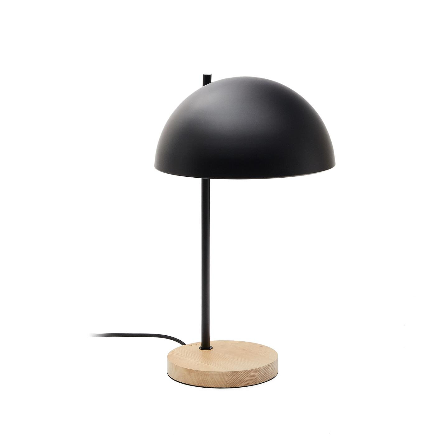 Kave Home Tafellamp 'Catlar' Essenhout en metaal