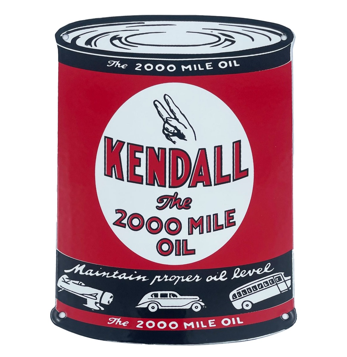 Kendall "The 2000 Mile Oil" Emaille Bord Olieblik Model - 28 x 20 cm | Fiftiesstore