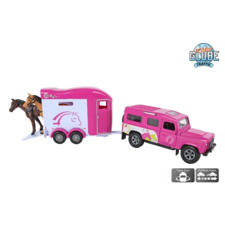Kids Globe Land Rover met trailer 26cm | Kids Globe