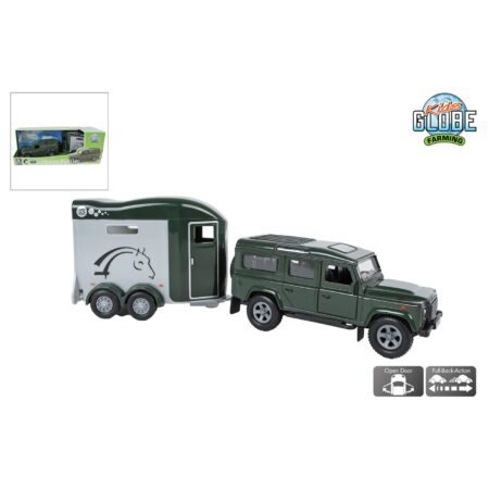 Kids Globe Land Rover met trailer 26cm | Kids Globe