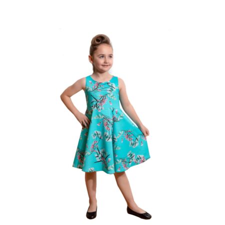 Kids Hearts & Roses Sandra Floral Swing Dress Sky Blue -9 - 10 Jaar | Hearts and Roses